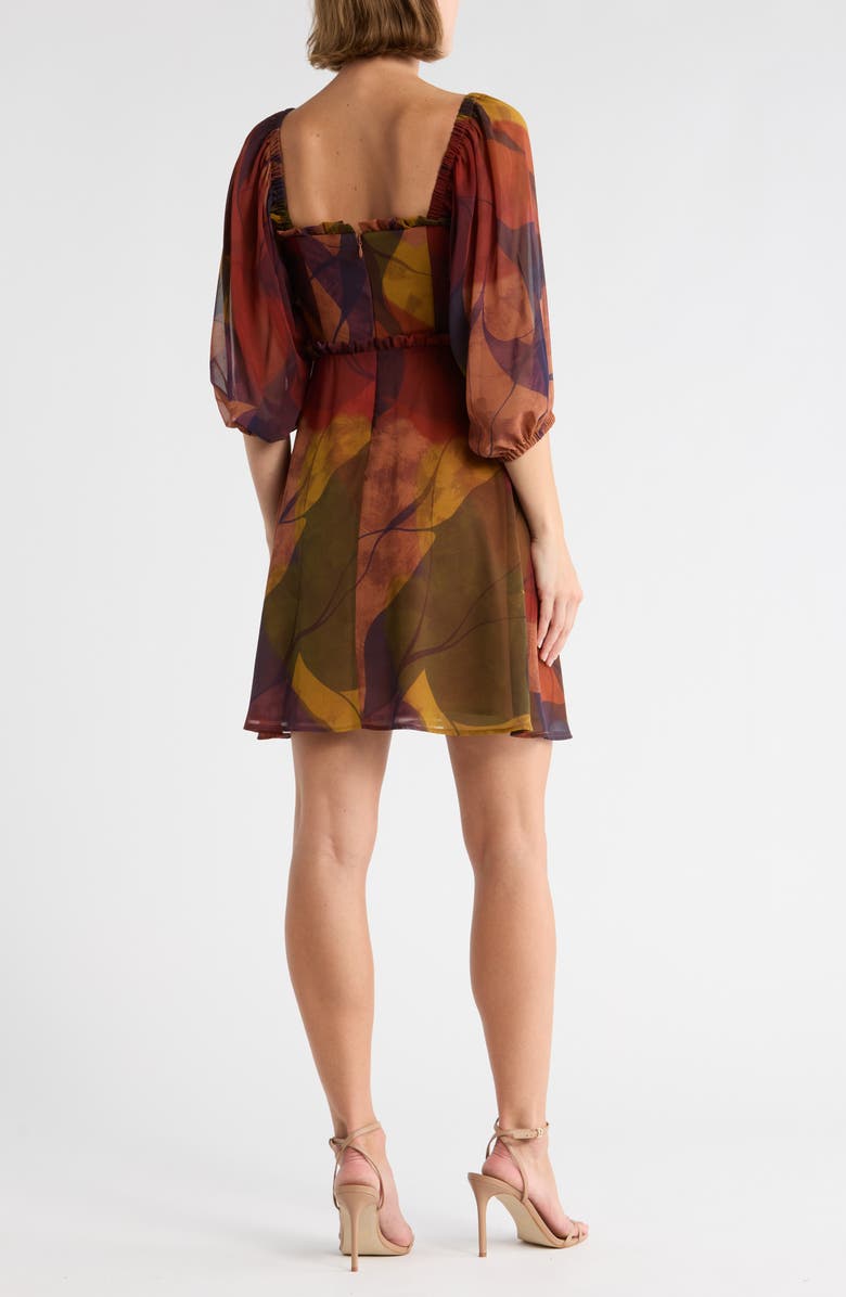 Hutch Adela Three-Quarter Sleeve Dress, Alternate, color, Clay Multi Organic Layered Geo