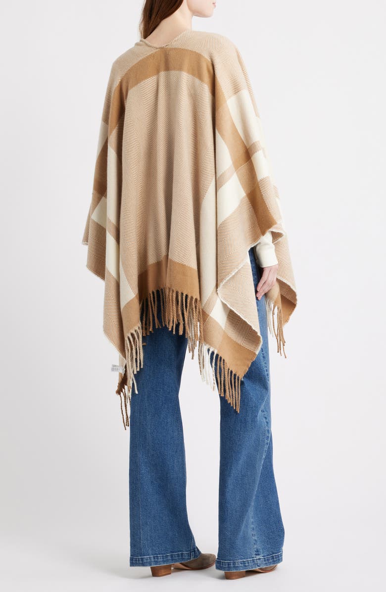 Treasure & Bond Cozy Fringe Ruana, Alternate, color, Tan- Ivory