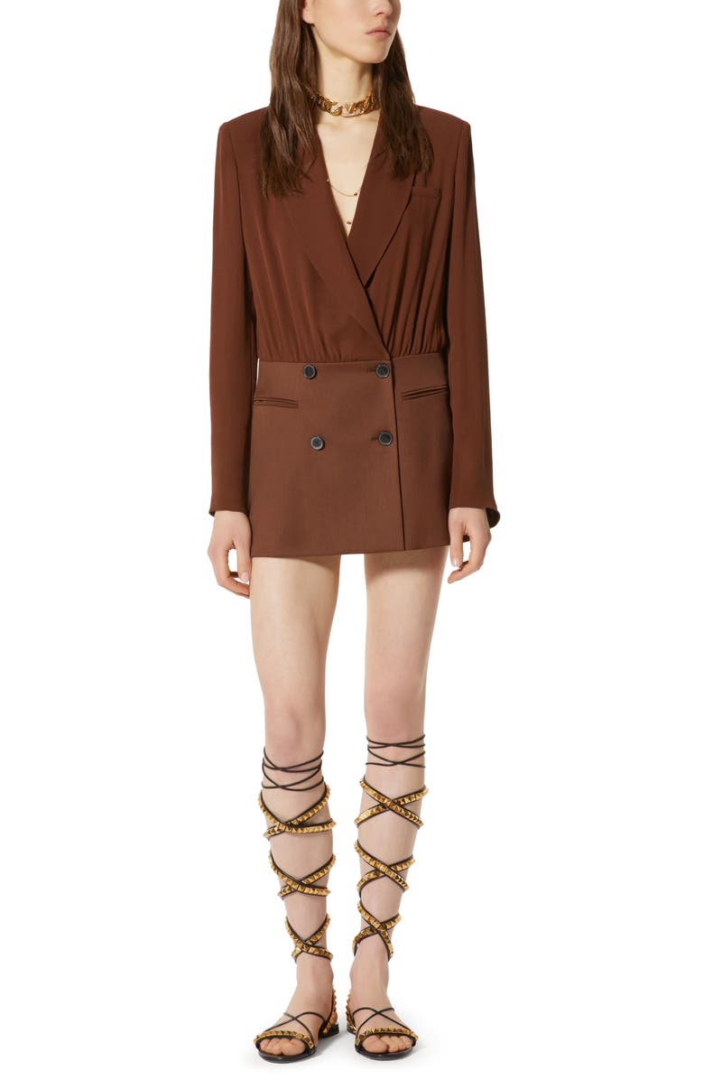 Valentino Long Sleeve Silk Blazer Dress, Main, color,