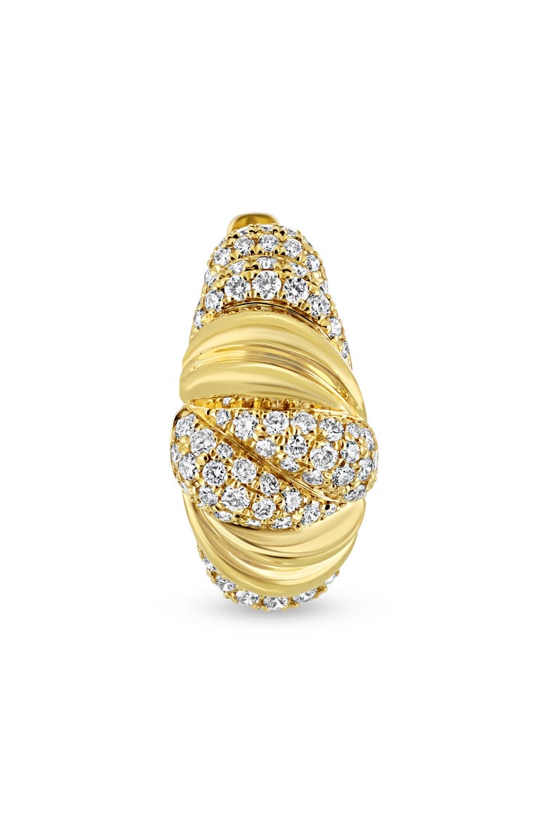 18K Gold Cleo Diamond Hoop Earrings, 10mm (Online Trunk Show), Alternate, color, YELLOW