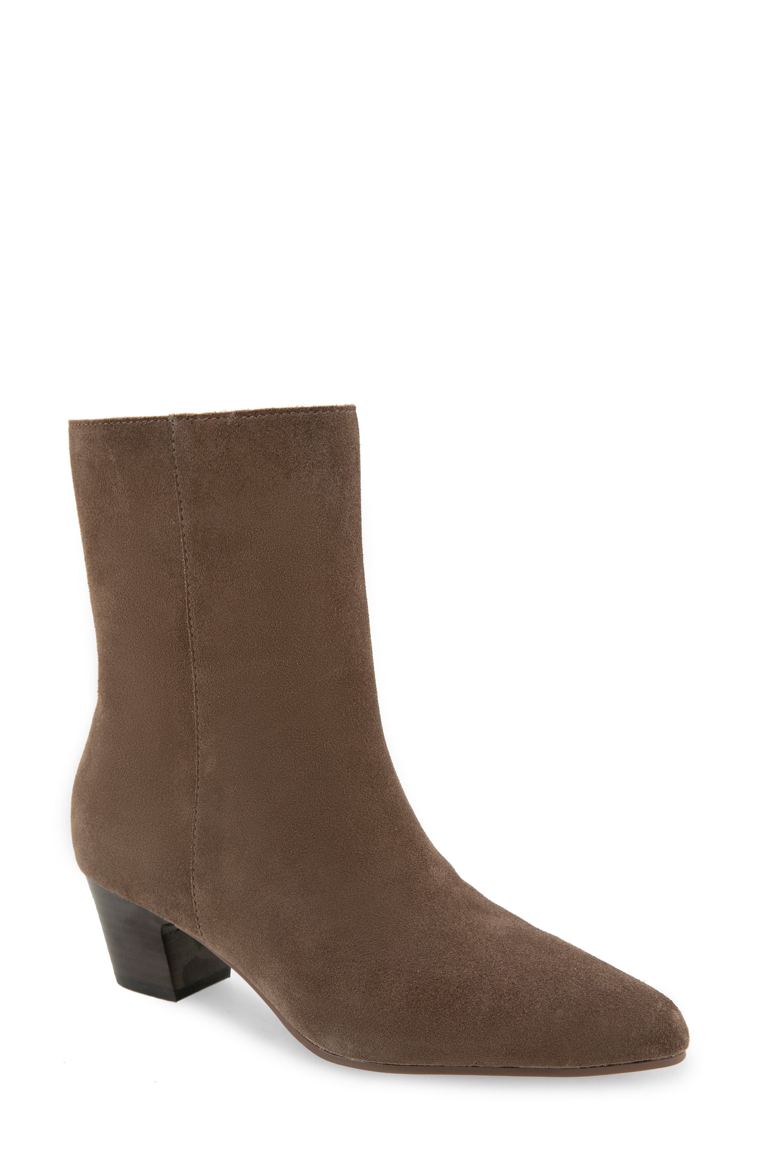 Baby Leather Bootie, Main, color, TAUPE GREY