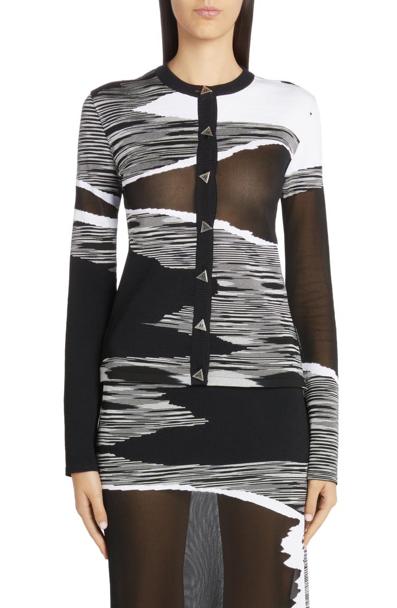 Missoni Space Dye Intarsia Wave Cotton Cardigan, Main, color,