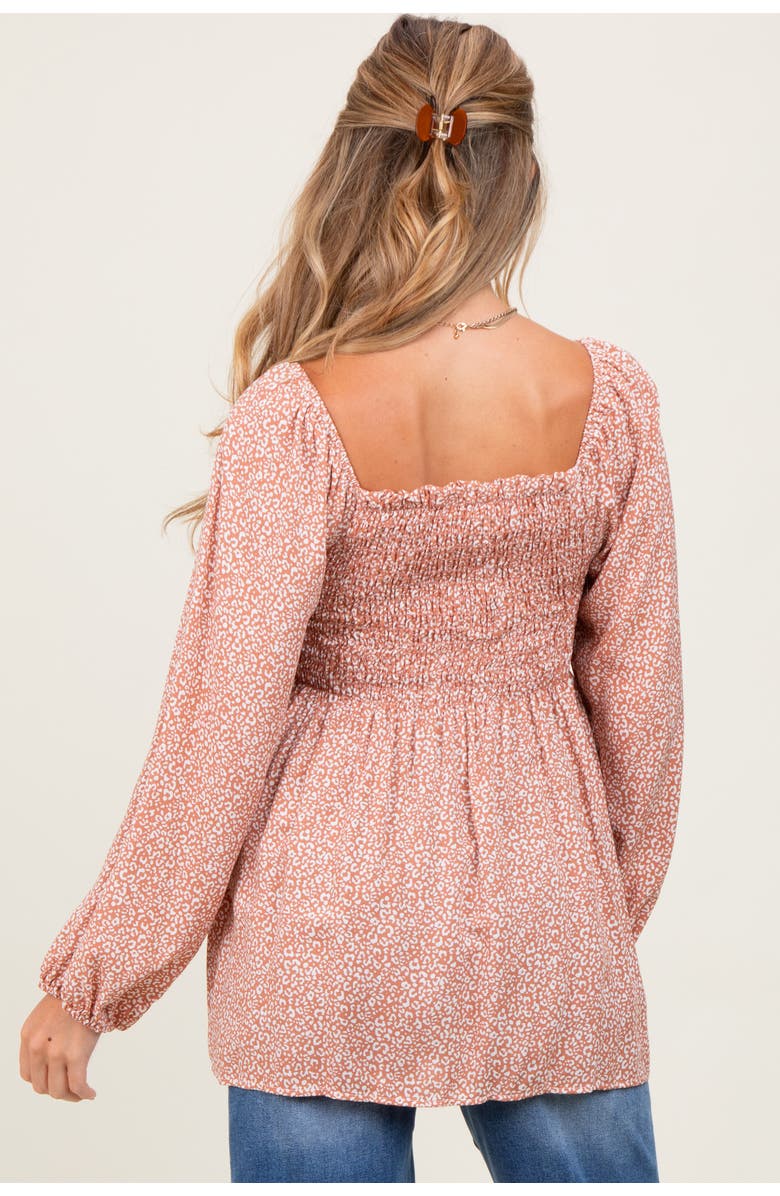 PinkBlush Printed Smocked Tunic Top, Alternate, color, Mauve