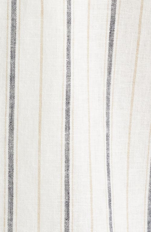 Ag Foster Stripe Linen & Cotton Camp Shirt In White/grey Stripe