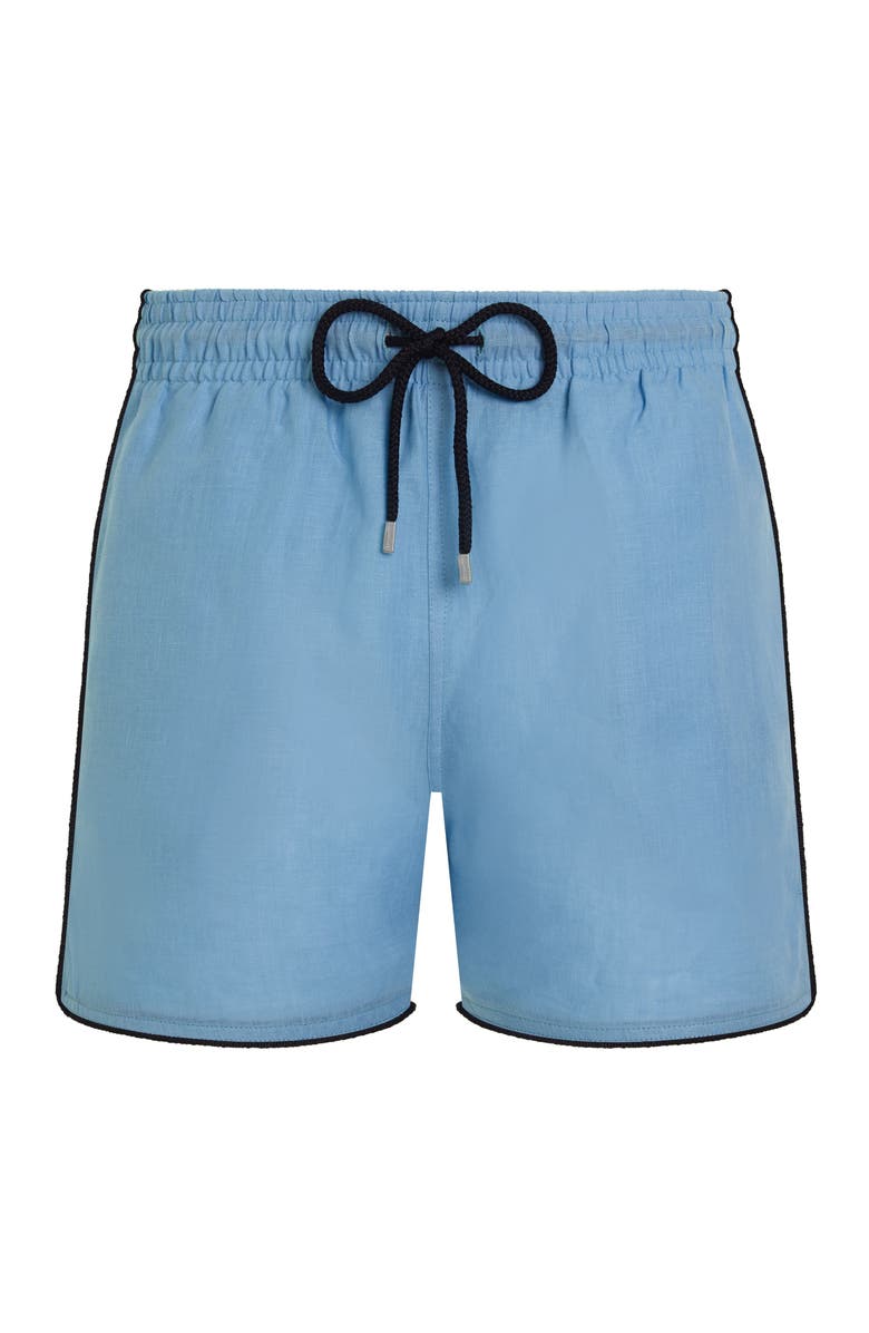 Vilebrequin Men Linen Swim Shorts Solid, Main, color, Larimar