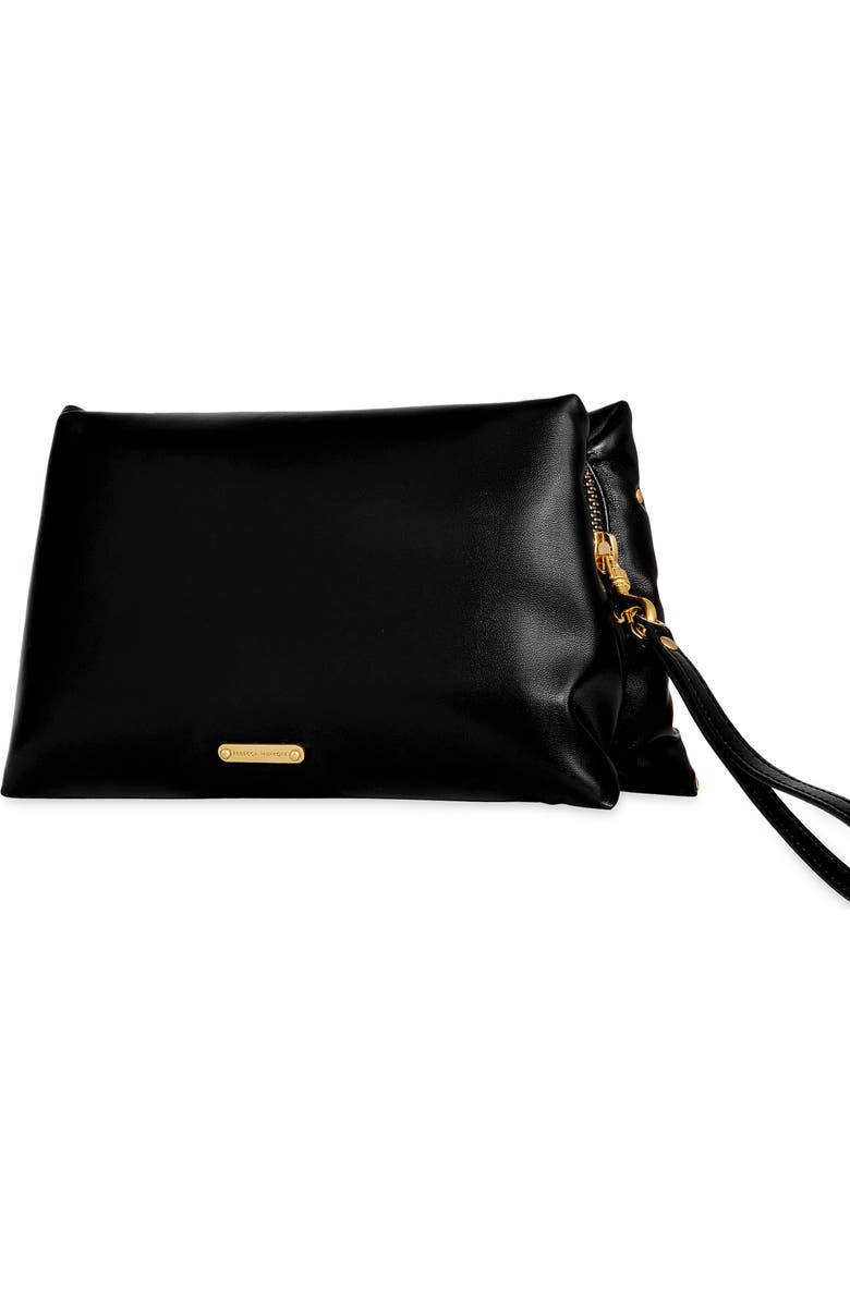 Rebecca Minkoff Heart Stud Pillow Quilted Faux Leather Clutch, Alternate, color, Black