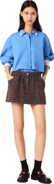 maje Tweed shorts with elasticated waistband