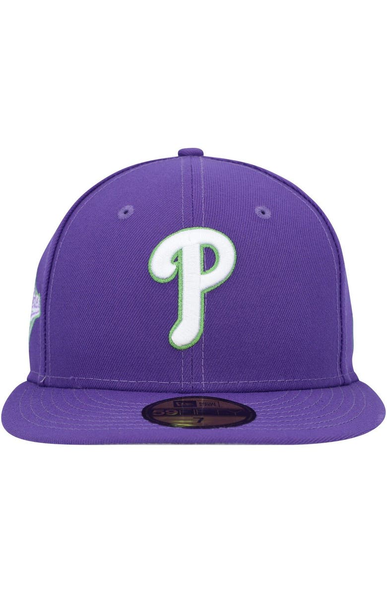 New Era Men's New Era Purple Philadelphia Phillies Lime Side Patch 59FIFTY Fitted Hat, Alternate, color,