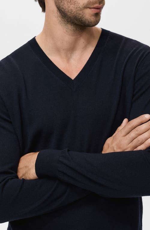 Mango Solid Wool V-neck Sweater In Black