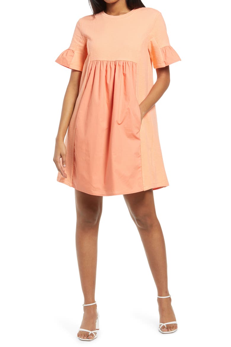 Solid Minidress, Main, color, CORAL