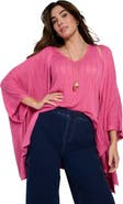 Roaman's Plus Size Pointelle Open Front Ruana Cardigan
