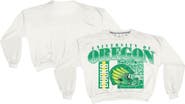 PRESSBOX Women's Pressbox White Oregon Ducks Oversized Janice Retro Waist-Length Sweatshirt