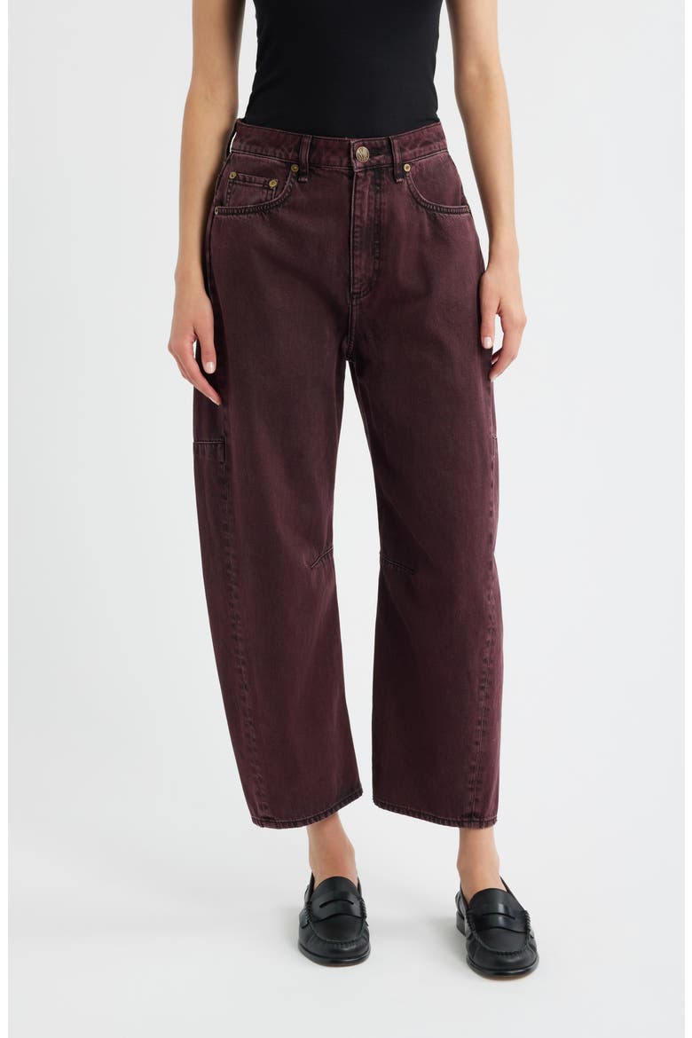 Charlie Super High Waist Crop Barrel Jeans, Main, color, BRNTB