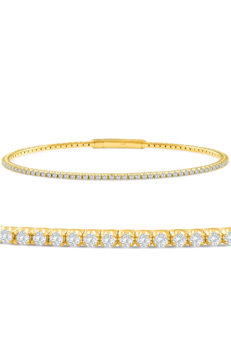 Bliss Diamond 1Ct Diamond Flexible Oval Bangle Women's Bracelet 14k Gold Lab Grown, Main, color, 14K Yellow Gold