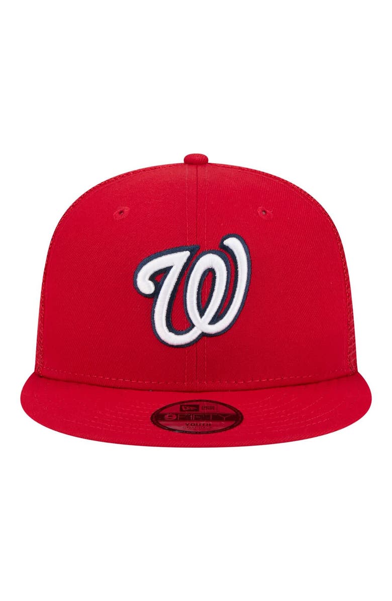 New Era Youth New Era Red Washington Nationals 9FIFTY Trucker Snapback Hat, Alternate, color, Red