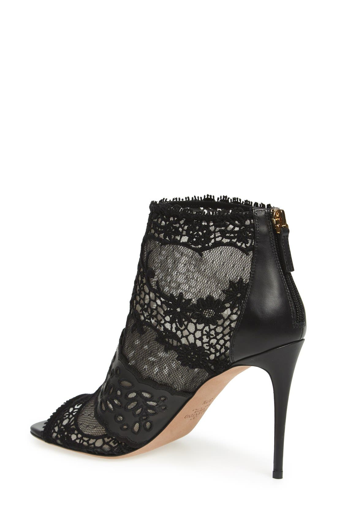 Valentino Garavani Lace Peep Toe Bootie, Alternate, color, 
