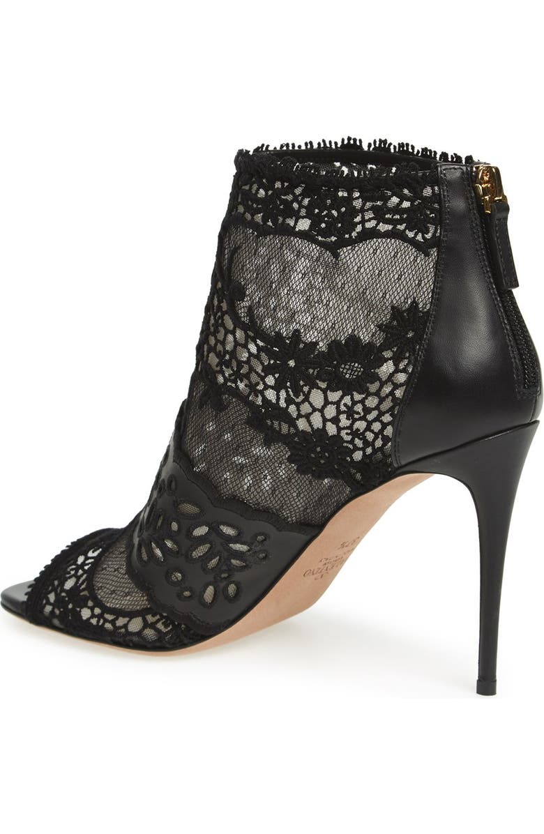 Valentino Garavani Lace Peep Toe Bootie, Alternate, color,
