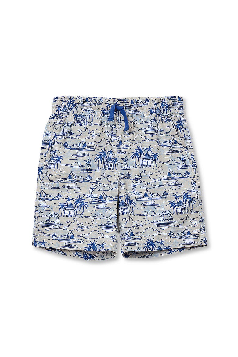 Boys Linen Slub Shorts, Main, color, Blue Palm Island