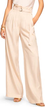 Ramy Brook Natasha Belted Paperbag Waist Wide Leg Pants