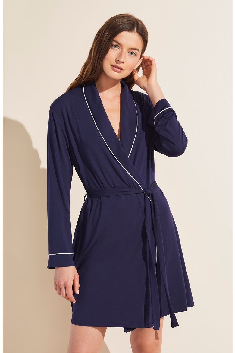 Gisele Classic Robe, Alternate, color, NAVY/ IVORY