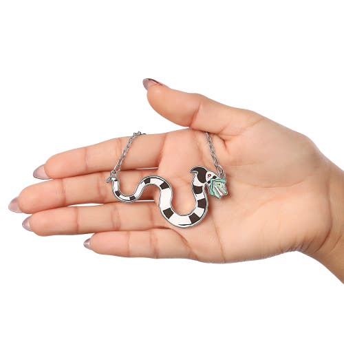 Beetlejuice Sandworm Pendant Necklace, 18"+3" In Metallic