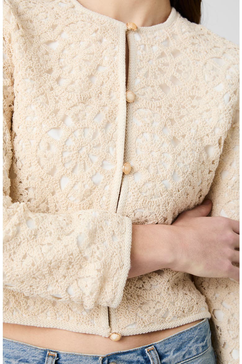 Geo Lace Woven Cardigan, Alternate, color, ECRU