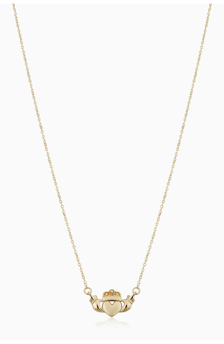 Oradina 14K Yellow Gold Claddagh Pendant Necklace, Main, color, Yellow Gold