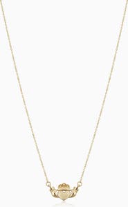 Oradina 14K Yellow Gold Claddagh Pendant Necklace