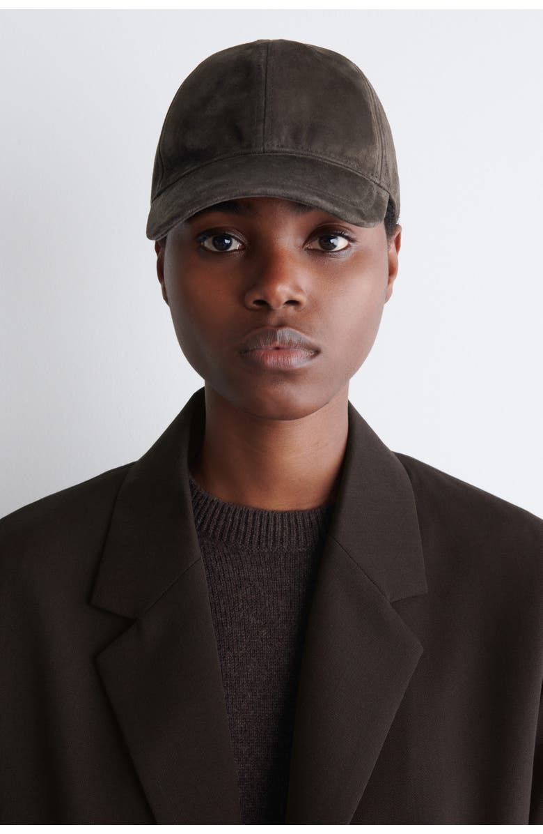 COS Suede Baseball Cap, Alternate, color, Chocolate