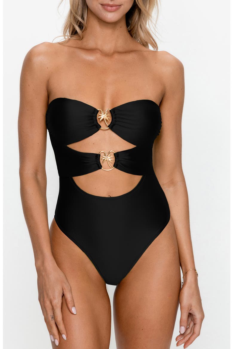 Midnight Glam Detachable Halter Monokini, Alternate, color, Black