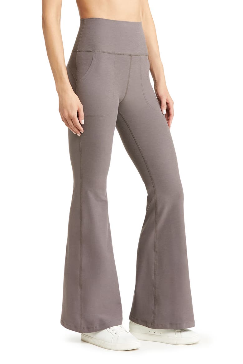 Space Dye High Waist All Day Flare Leggings, Alternate, color, WOODLAND HEATHER