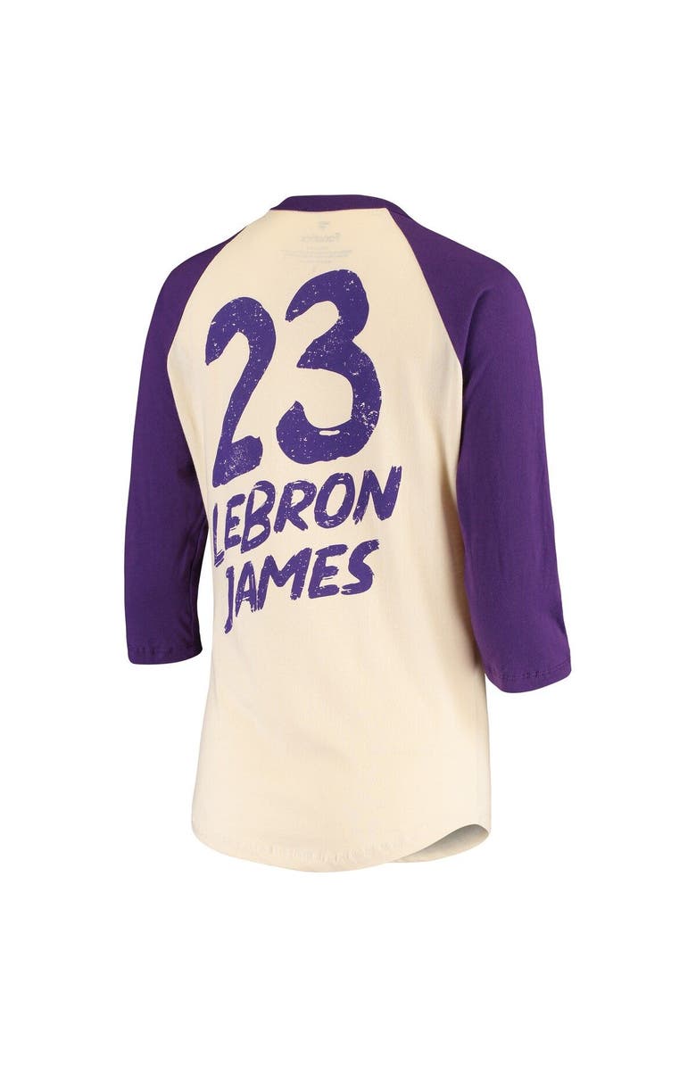 FANATICS Women's Fanatics Branded LeBron James Cream Los Angeles Lakers Raglan 3/4-Sleeve T-Shirt, Alternate, color, 