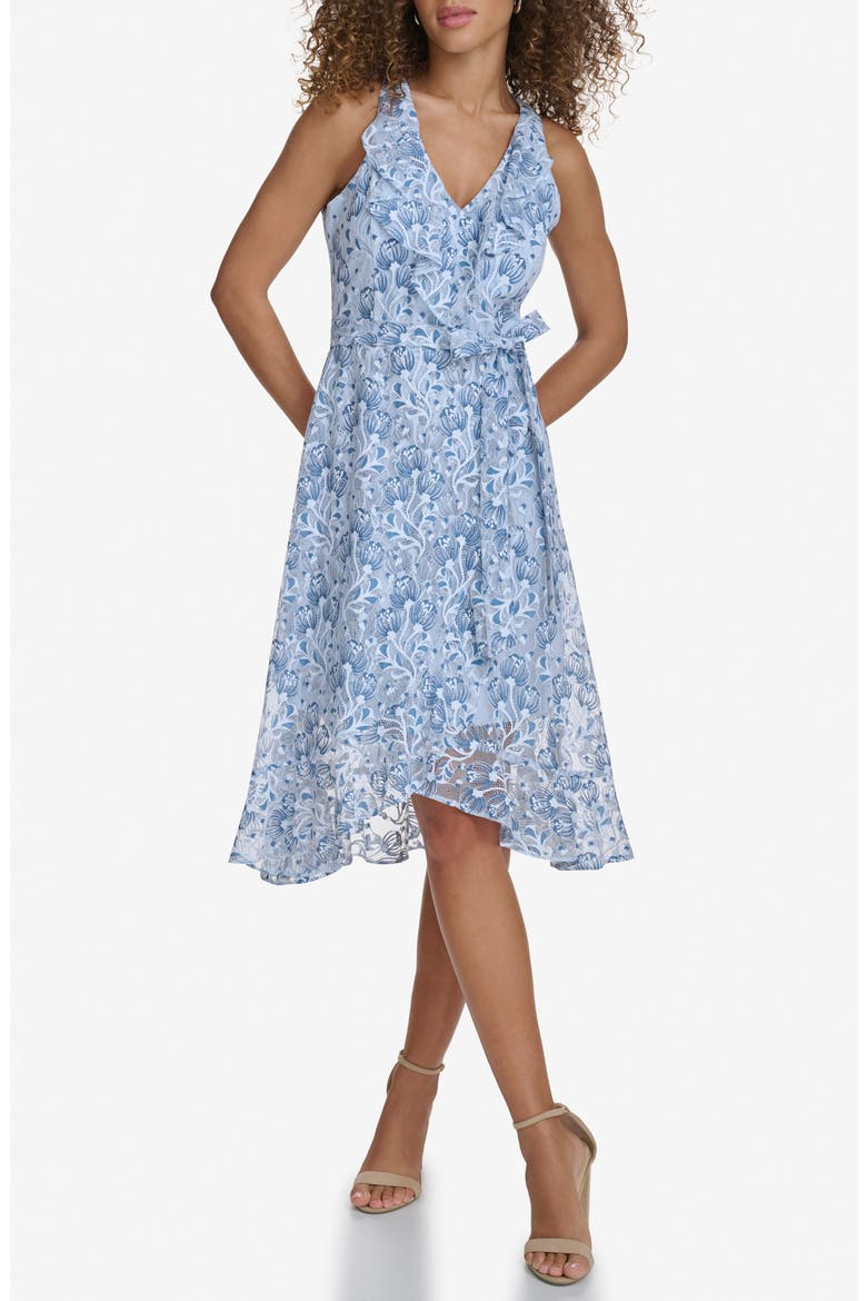 Two-Tone Lace Dress, Main, color, BLUE MULTI