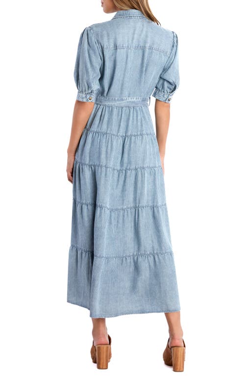 Billy T Lyla Plaid Tiered Shirtdress In Indigo Stripe