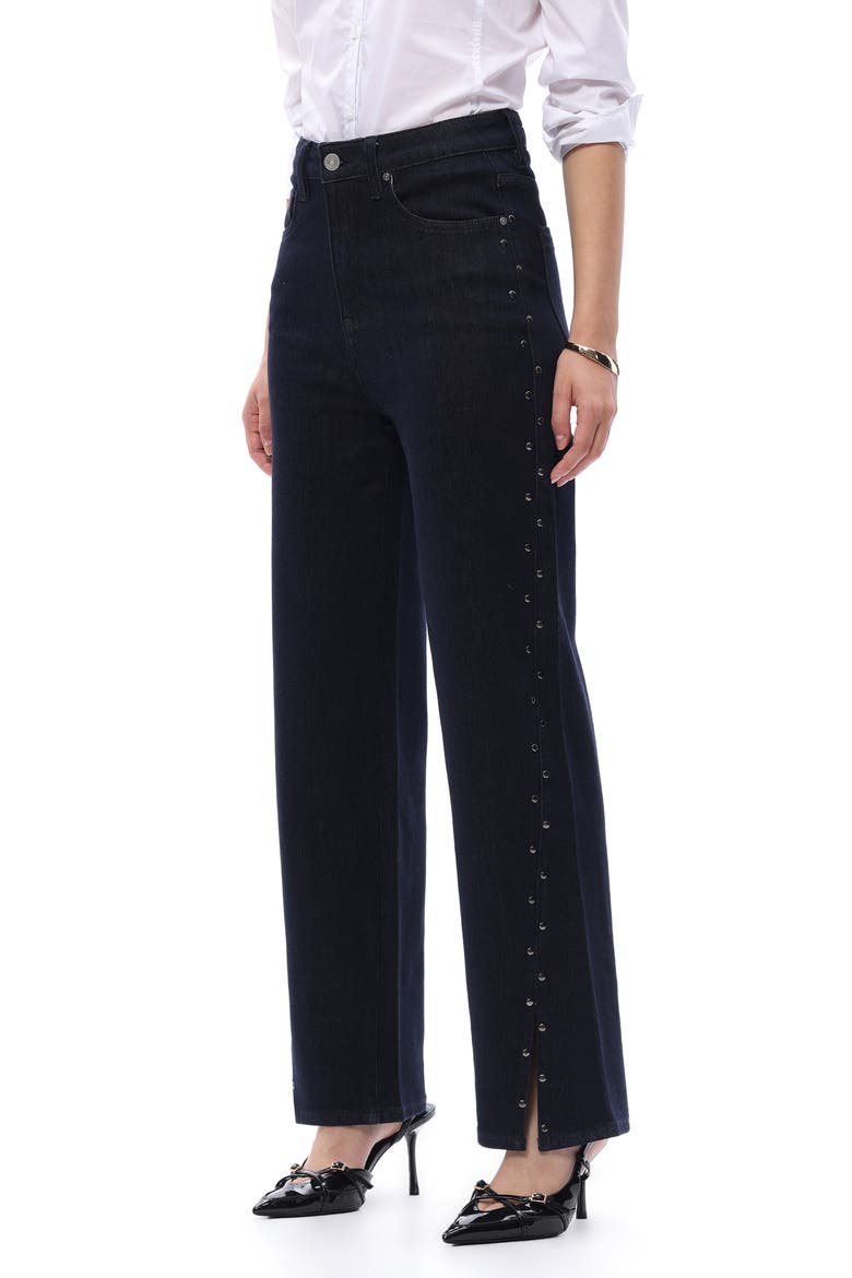High Waist Straight Leg Two-Tone Jeans, Alternate, color, RINSE WASH