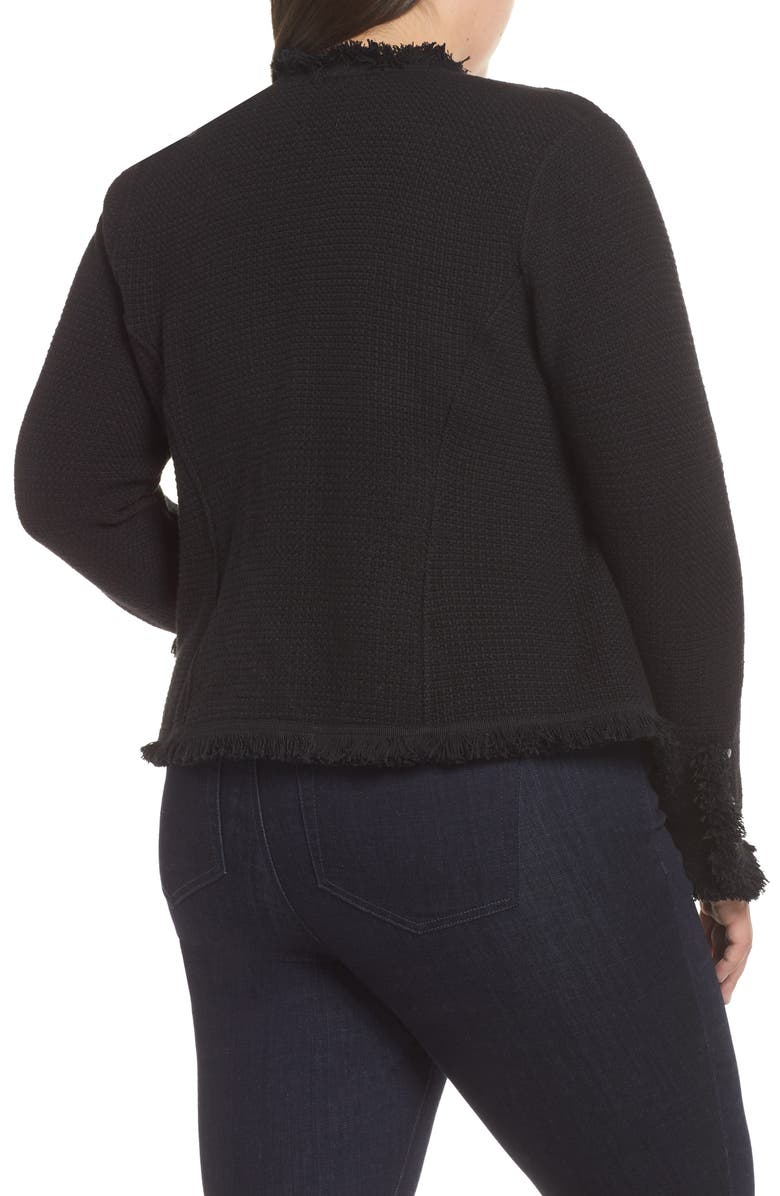 NIC+ZOE Fringe Mix Knit Jacket, Alternate, color, Black Onyx
