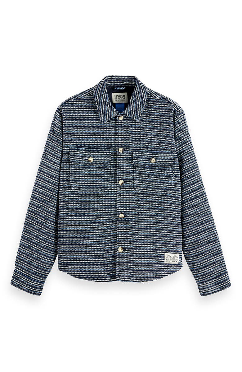 Scotch & Soda Stripe Structured Overshirt, Alternate, color, Blue Stripe