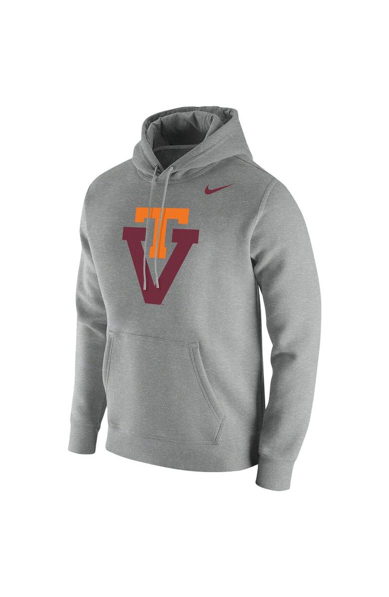 Nike Men's Nike Heathered Gray Virginia Tech Hokies Vintage School Logo Pullover Hoodie, Alternate, color,