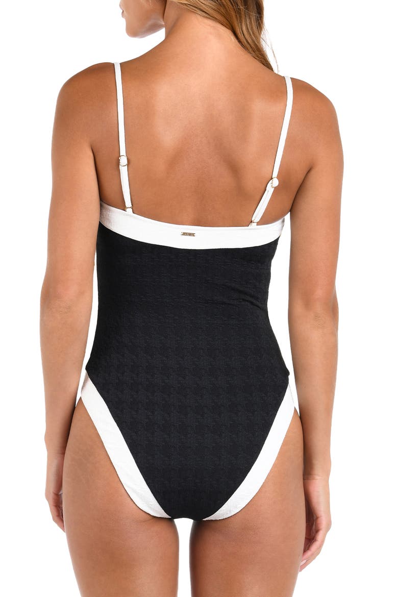 Tory Colorblock One-Piece Swimsuit, Alternate, color, BLACK