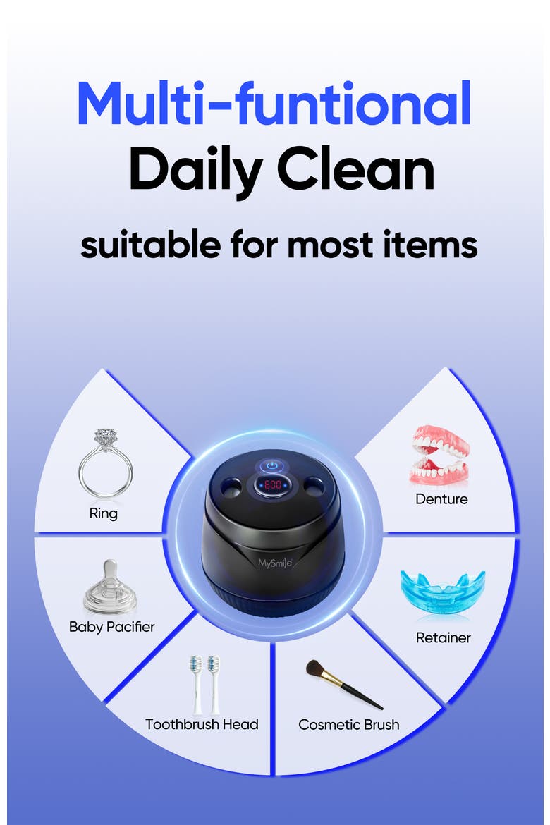 Ultrasonic Retainer Cleaner Machine, 200 mL, 45kHz with Digital Timer for Denture, Aligner, Braces, Mouth Guard, & Jewelry, Alternate, color, Black