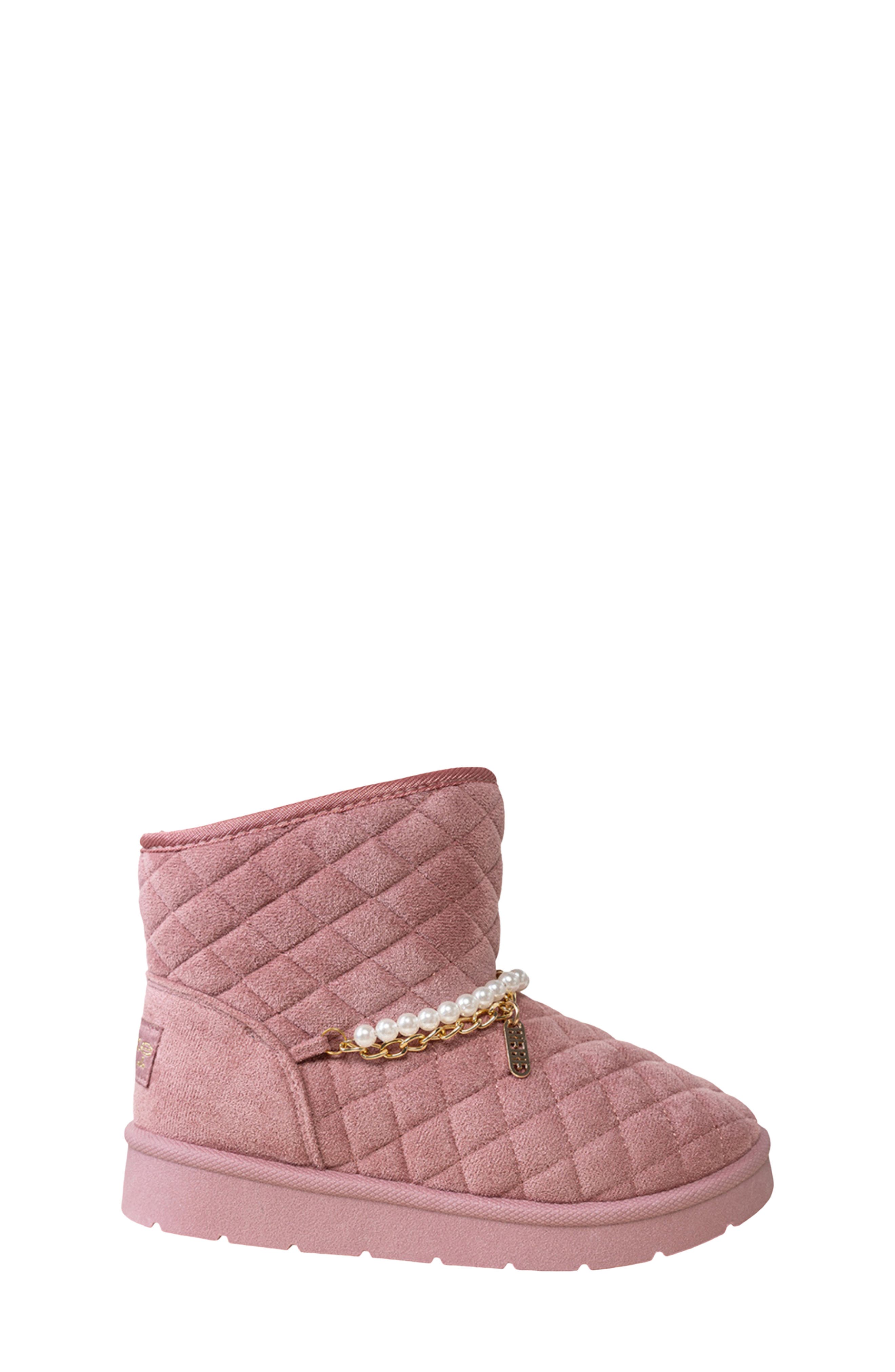 Kids' Quilted Faux Fur Lined Boot, Alternate, color, DARK MAUVE