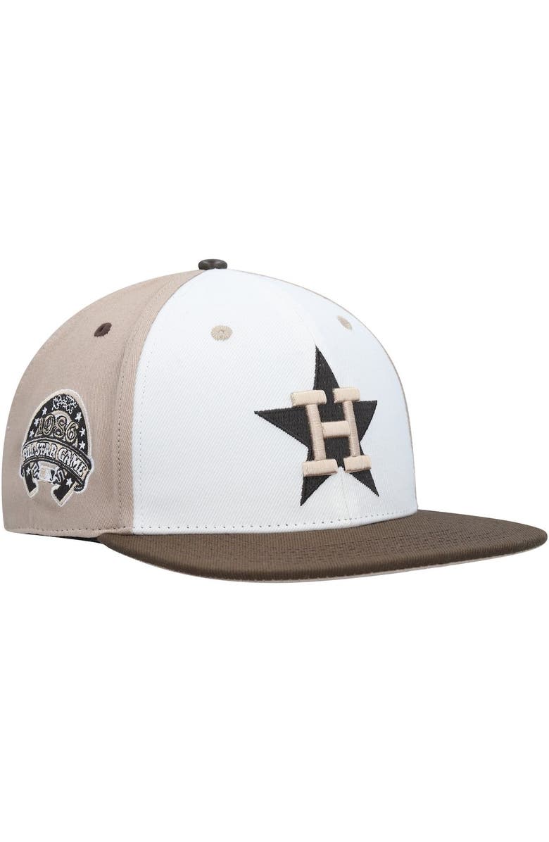 PRO STANDARD Men's Pro Standard White/Brown Houston Astros Chocolate Ice Cream Drip Snapback Hat, Main, color, 