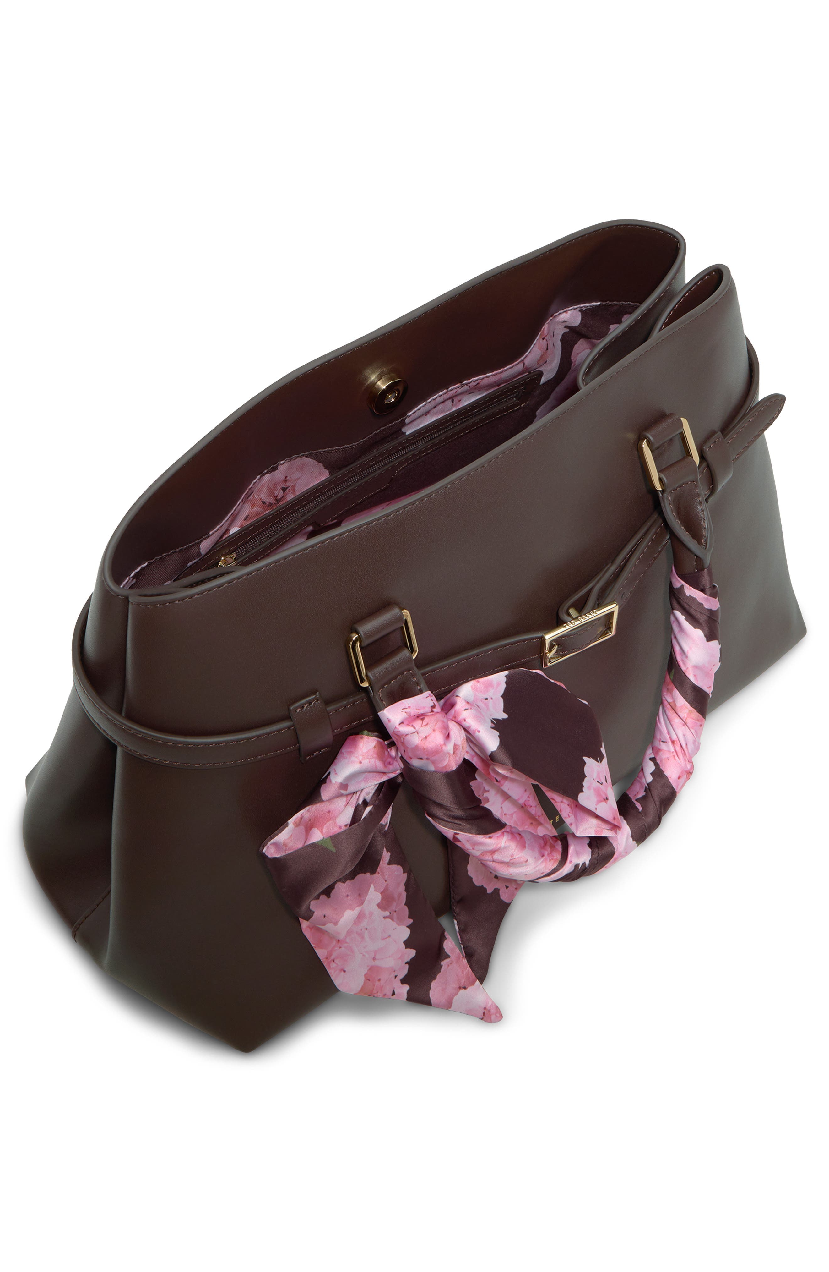 Cameron Scarf Wrapped Handheld Bag, Alternate, color, ESPRESSO SYNTHETIC SMOOTH