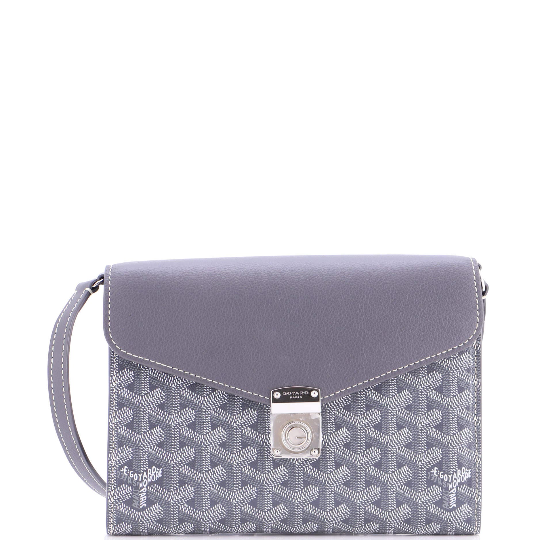 Pre-Owned Goyard Chypre Wallet on Strap Coated Canvas with Leather, Main, color, Gray