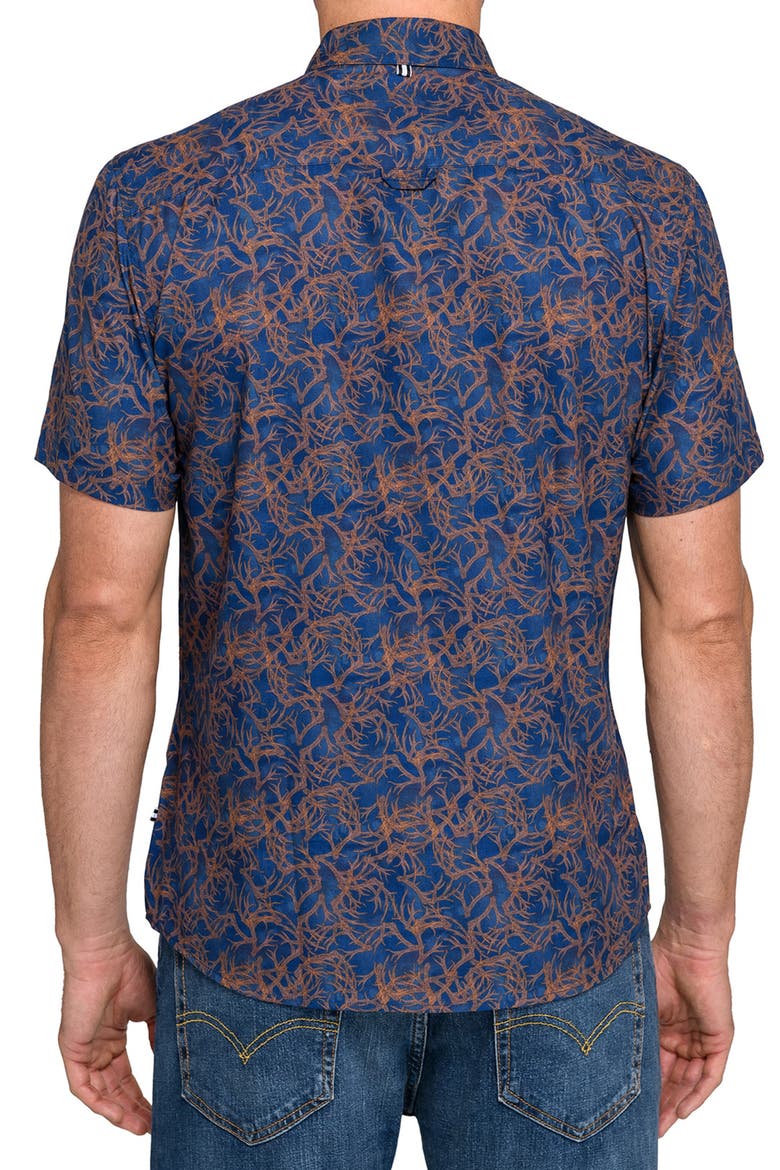 Twigs Woven Short Sleeve Basic, Alternate, color, BROWN/BLUE