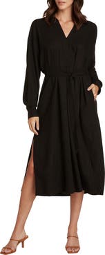 matty m. Willow Nadine Popover Long Sleeve Midi Shirtdress