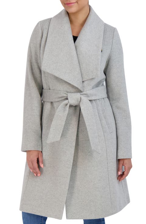 Signature Slick Wool Blend Wrap Coat