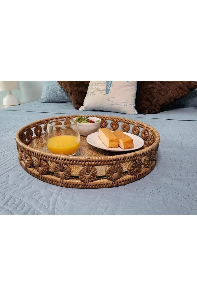 Artifacts Rattan Inna Design Round Tray, Alternate, color, Honey Brown