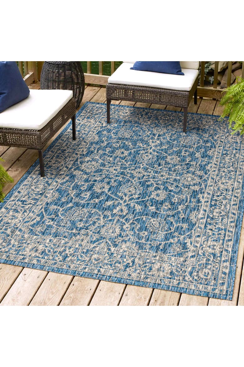 Palazzo Vine And Border Textured Weave Indoor/outdoor Rug, Alternate, color, Navy/Gray