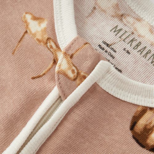 Milkbarn Organic Cotton Zipper Footed Romper In Brown
